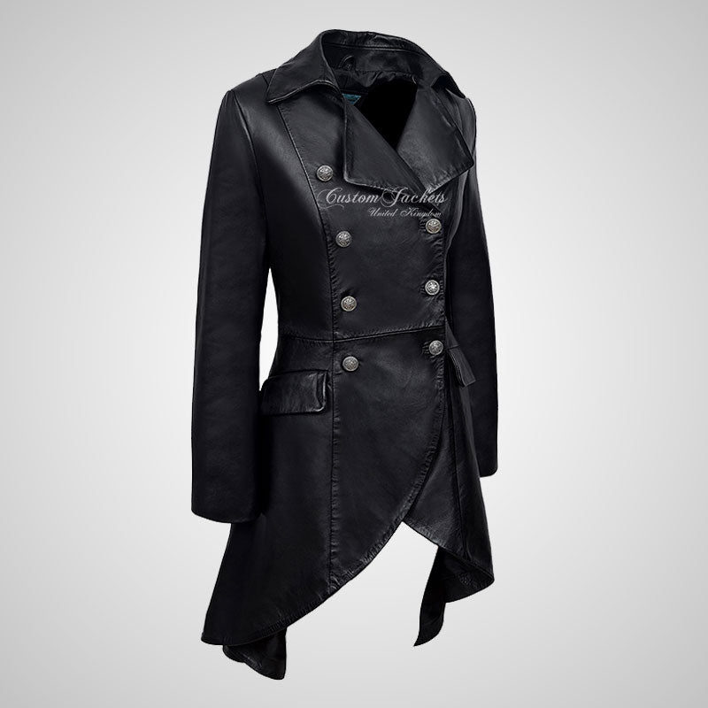 ENVY Ladies Laced Back Leather Flare Coat