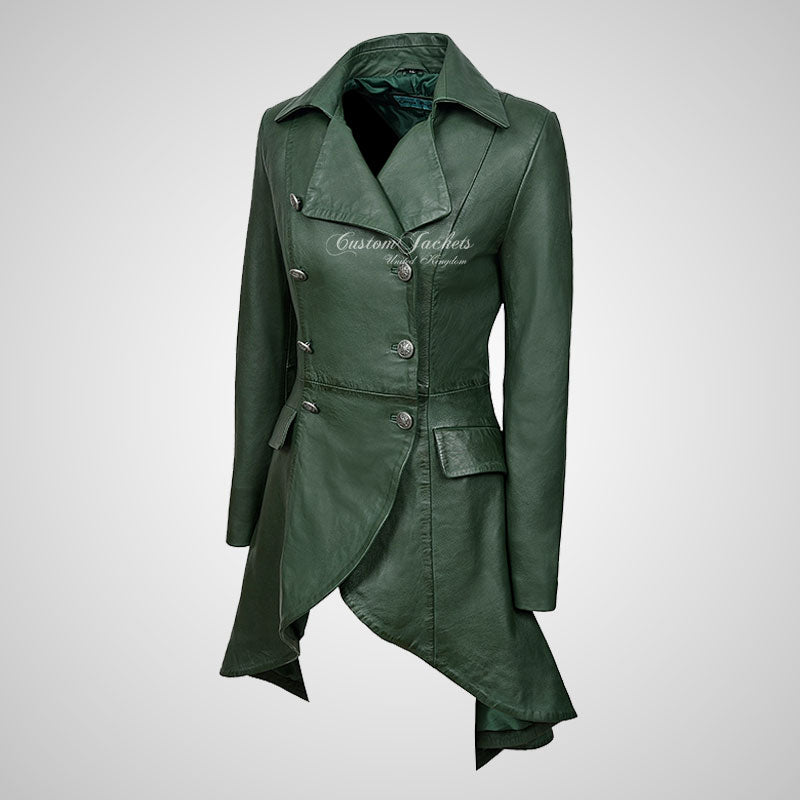 ENVY Ladies Laced Back Leather Flare Coat